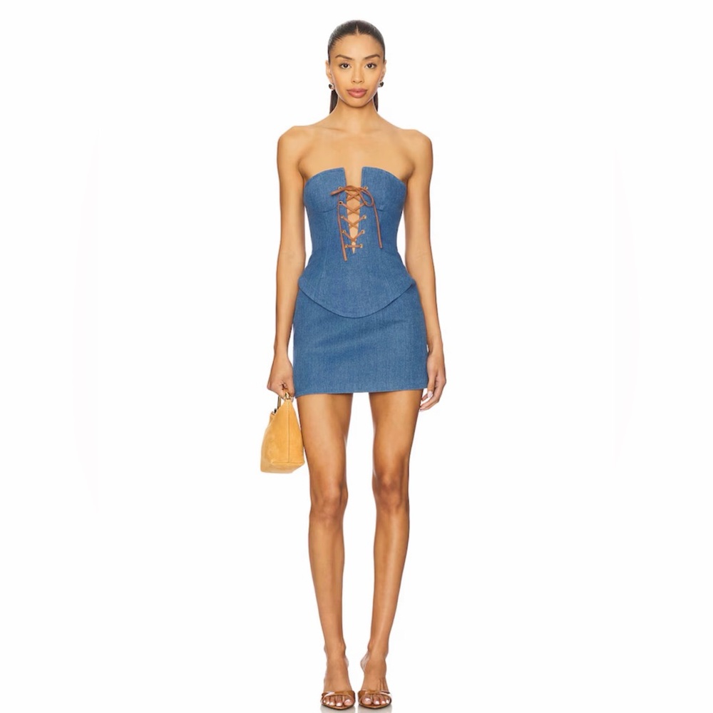 Revolve Lovers and Friends Alyssa Denim Jeans mini corset dress Small